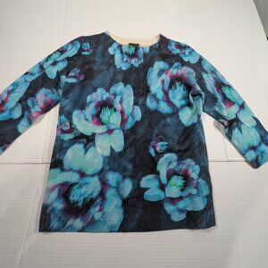 Talbots 100% Pure Cashmere  Watercolor Floral Sweater Small Petite **
